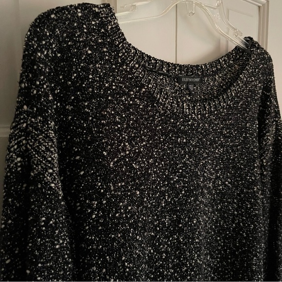 Eileen Fisher Drop Sleeve High-Lo Knit Tweed Sweater w/Slits, 100% Cotton, EUC - Picture 4 of 9